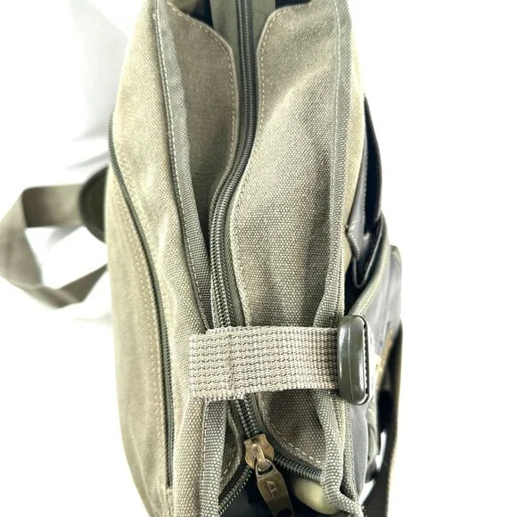 Vintage DIESEL Green Gray Canvas Cargo Messenger Sling Bag Utility Pockets Y2K